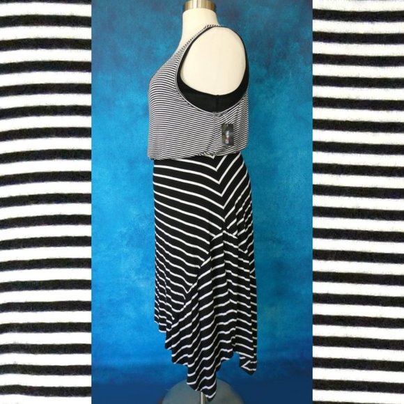 Style & Co. Black White Striped Tank Dress 2X - Picture 4 of 9